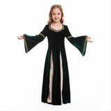 Halloween Disfraz Vestido Medieval Renacimiento Cosplay Retro Vestido de Corte para Niñas