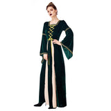 Halloween Disfraz Medieval Renacimiento Vestido Largo de Manga Larga Vestido de Corte para Adultos Femenino