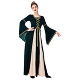 Halloween Disfraz Medieval Renacimiento Vestido Largo de Manga Larga Vestido de Corte para Adultos Femenino