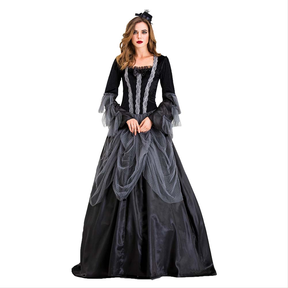 Halloween Vestido Largo Elegante de Fiesta Bruja Juego de Rol Vestido para Adultos Femenino