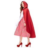 Caperucita Roja Juego de Rol Halloween Disfraz Vestido Conjunto para Adultos Femenino