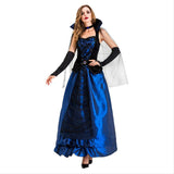 Halloween Vestido Azul Palacio de Hechicera Vestido de Reina o Vampiro de Fiesta para Adultos Femenino