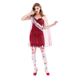 Halloween Gótico Fantasma Rojo Falda de Hondas Vampiro Cosplay para Adultos Femenino 3 Piezas