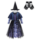 Halloween Vestido de Bruja Impresión del Cráneo Fantasma Vestido del Diablo de Fiesta para Niñas