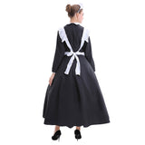 Halloween Traje de Mucama Sexy Cosplay Vestido Largo con Delantal Blanco y Negro para Adultos Femenino