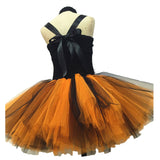 Halloween Tutu Vestido con Alas de Color Naranja y Negro Disfraz De Calabaza De Miedo para Niñas