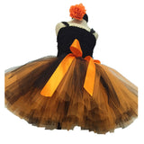 Halloween Tutu Vestido con Alas de Color Naranja y Negro Disfraz De Calabaza De Miedo para Niñas
