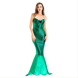 Halloween Cosplay Traje de Sirena Romático Vestido Verde Sexy para Adultos Femenino