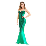Halloween Cosplay Traje de Sirena Romático Vestido Verde Sexy para Adultos Femenino