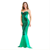 Halloween Cosplay Traje de Sirena Romático Vestido Verde Sexy para Adultos Femenino