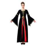 Halloween Renacimiento Retro Vestido Largo con Cuello Cuadrado y Manga Acampanada Vestido para Adultos Femenino