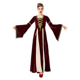 Halloween Renacimiento Retro Vestido Largo con Cuello Cuadrado y Manga Acampanada Vestido para Adultos Femenino