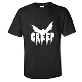 Halloween Disfraz Camiseta Negra Impreso de Murciélago CREEP para Adultos Unisex