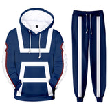 Anime My Hero Academia UA Conjunto de pantalones Sudadera con Capucha Estampada Unisex.