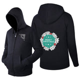 Navidad Sudadera Estampada de Guirnalda y Campana Sudadera con Cremallera para Adultos Unisex