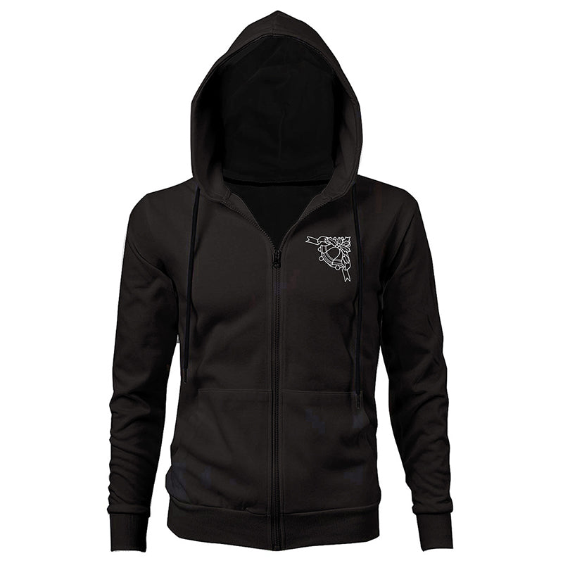 Navidad Sudadera Estampada de Guirnalda y Campana Sudadera con Cremallera para Adultos Unisex