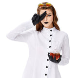 Halloween Vestido Corto Blanco de Laboratorio Cosplay Vestido de Manga Larga para Adultos Femenino