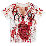 Halloween Zombi Muerto Camiseta Sangrienta de Enfermera Disfraz de Horror para Adultos Femenino
