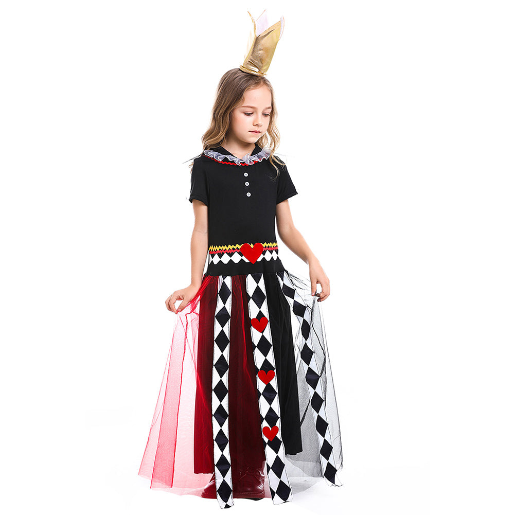 Halloween Cosplay Reina del Póker Vestido de Manga Corta de Fiesta para Niñas