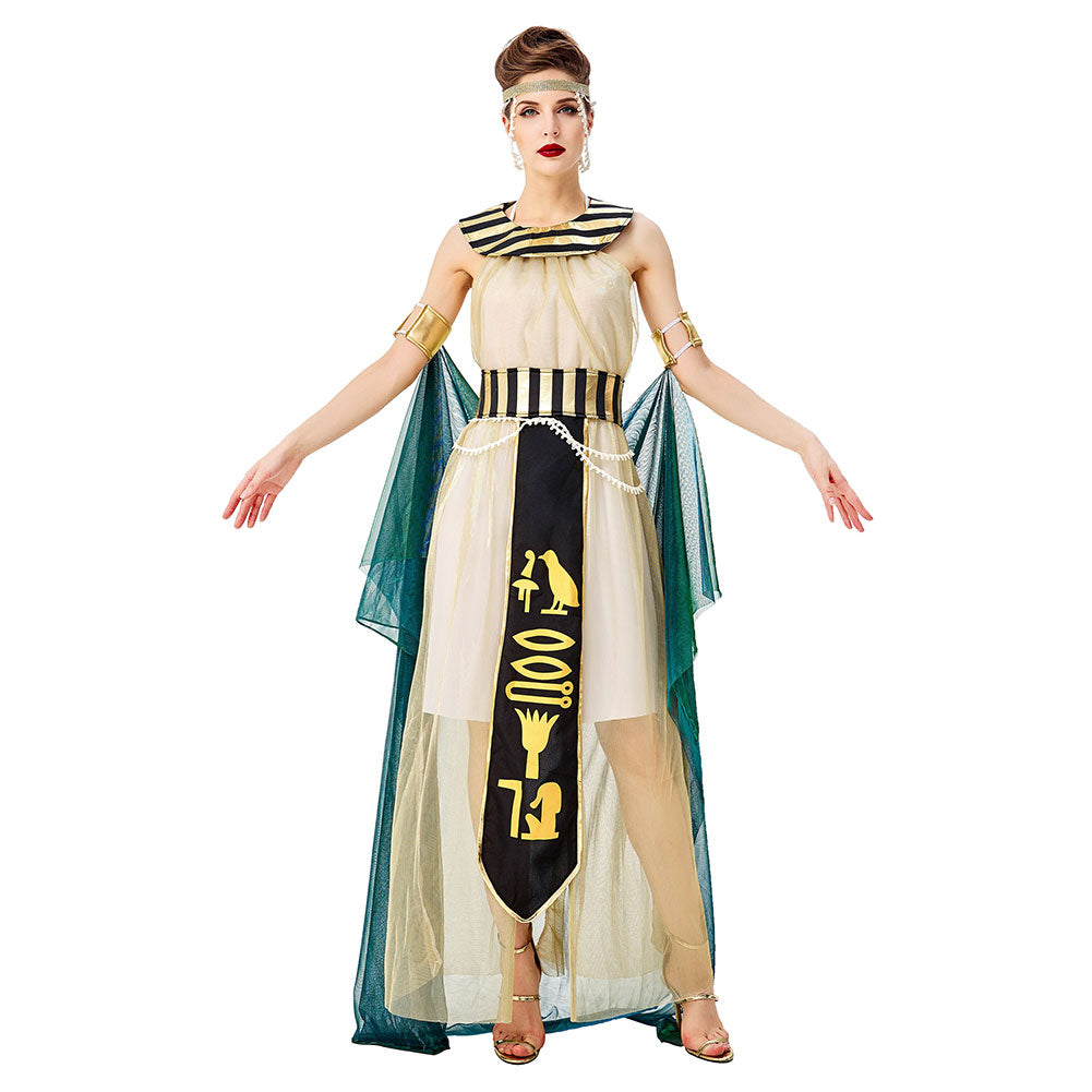 Halloween Reina Egipcia Cleopatra Disfraz Sexy Cleopatra Halloween Cosplay Vestido para Adultos Femenino