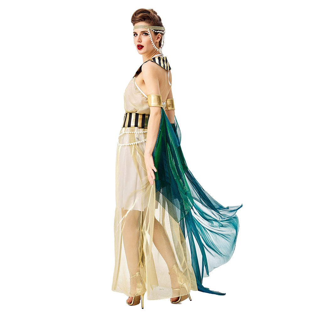 Halloween Reina Egipcia Cleopatra Disfraz Sexy Cleopatra Halloween Cosplay Vestido para Adultos Femenino