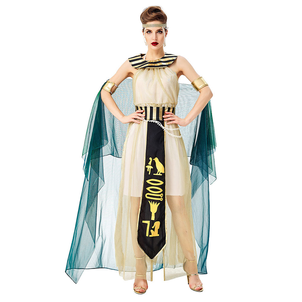 Halloween Reina Egipcia Cleopatra Disfraz Sexy Cleopatra Halloween Cosplay Vestido para Adultos Femenino