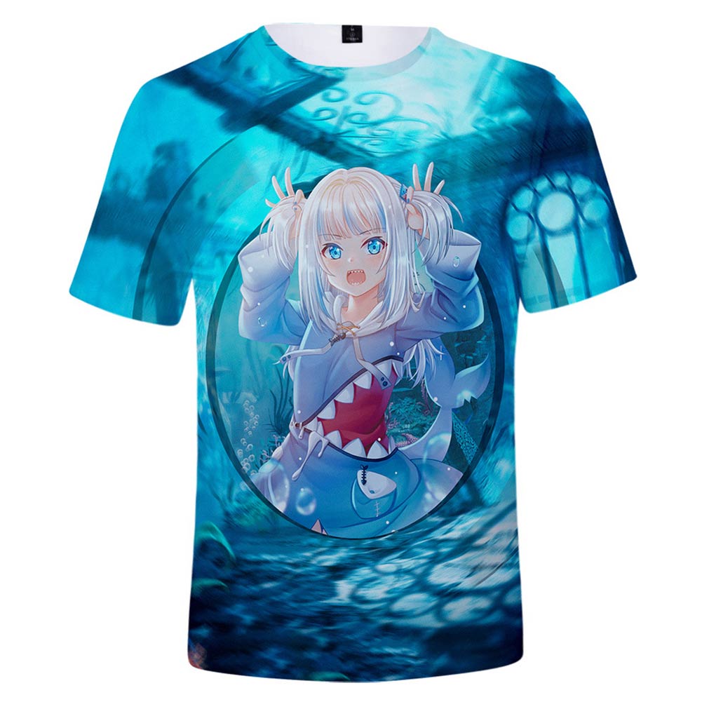 Juego Hololive Gawr Gura Cosplay Halloween T-shirt Camiseta corta 3D Impreso
