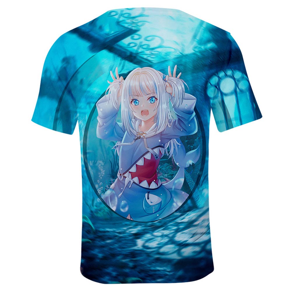 Juego Hololive Gawr Gura Cosplay Halloween T-shirt Camiseta corta 3D Impreso