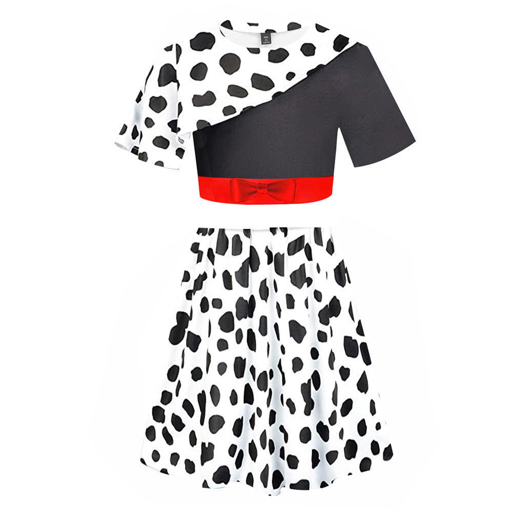 Película Cruella 3D Impreso Cosplay Disfraz Halloween Carnaval Traje top falda