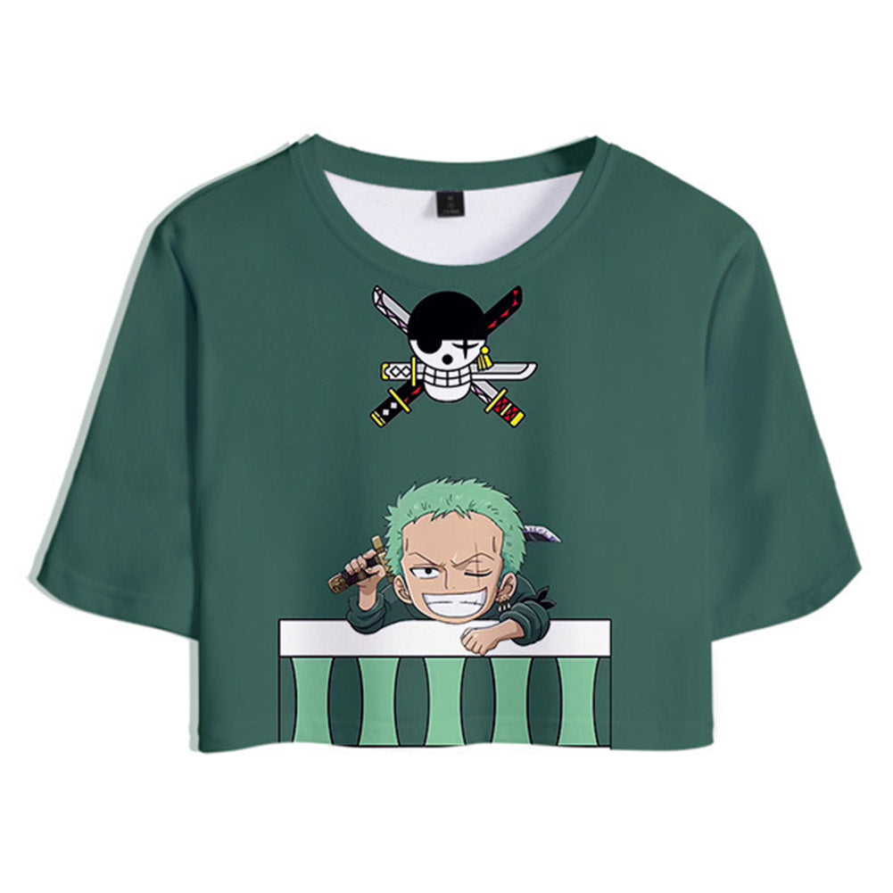 Anime One Piece Roronoa Zoro Uniforme deportivo Top shorts conjuntos de dos piezas mujer Cosplay Disfraz Halloween