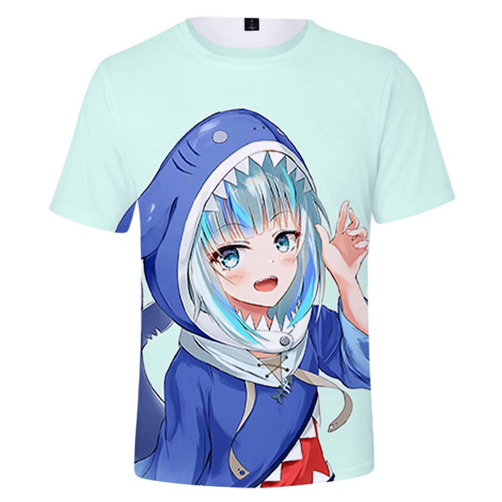 Juego Hololive Gawr Gura Cosplay Halloween T-shirt Camiseta corta 3D Impreso