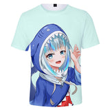 Juego Hololive Gawr Gura Cosplay Halloween T-shirt Camiseta corta 3D Impreso