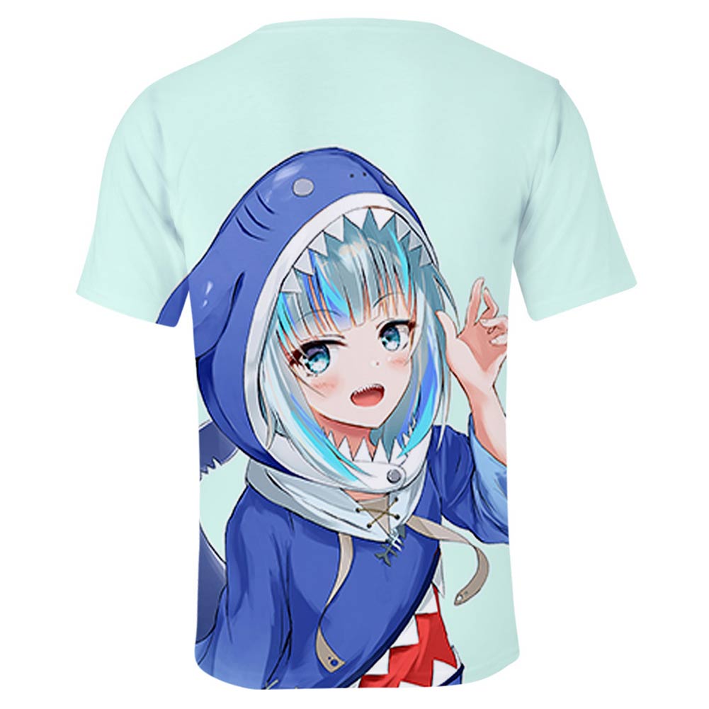 Juego Hololive Gawr Gura Cosplay Halloween T-shirt Camiseta corta 3D Impreso