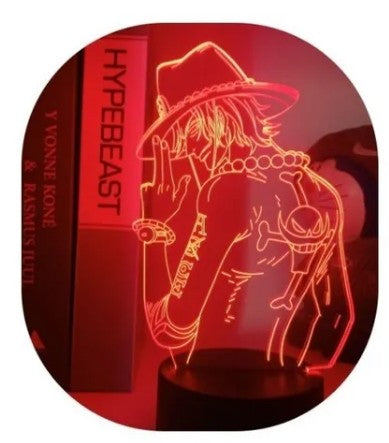 Anime ONE PIECE Monkey D. Luffy Lámpara Luz de noche Ilusión 3D Regalo de cumpleaños Control remoto accessories