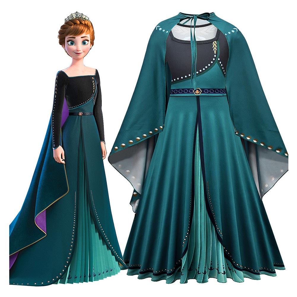 Anime Frozen Anna Niños Cosplay Disfraz Halloween Falda Vestido Capa Navidad Traje Per.