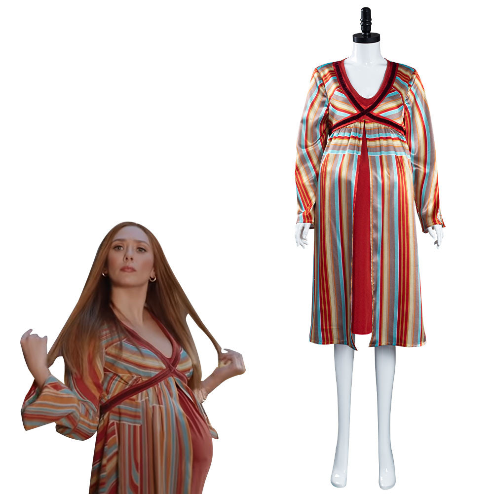 Series de Televisión Wandavision Scarlet Witch Pijama Embarazada Cosplay Disfraz Halloween Fiesta Traje