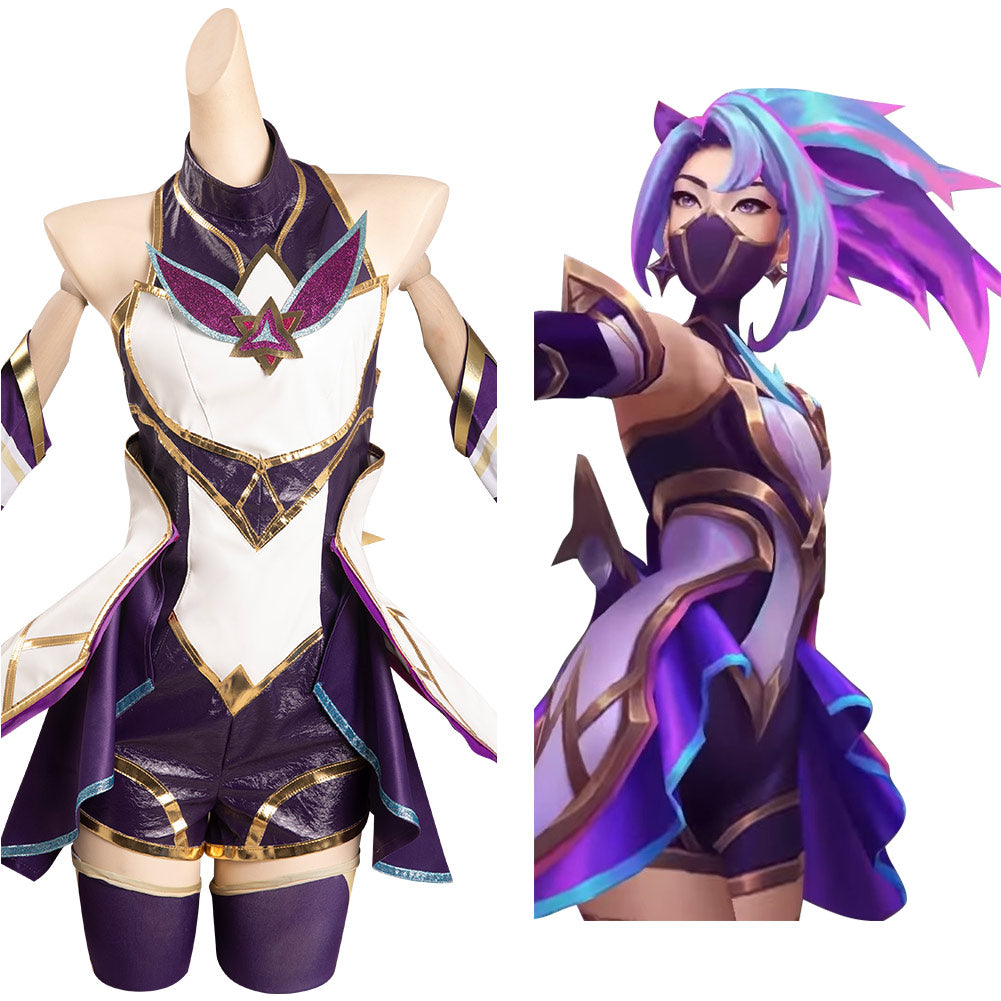 Juego League of Legends - Akali - Star Guardian Cosplay Disfraz Traje Vestido Falda Halloween Carnaval