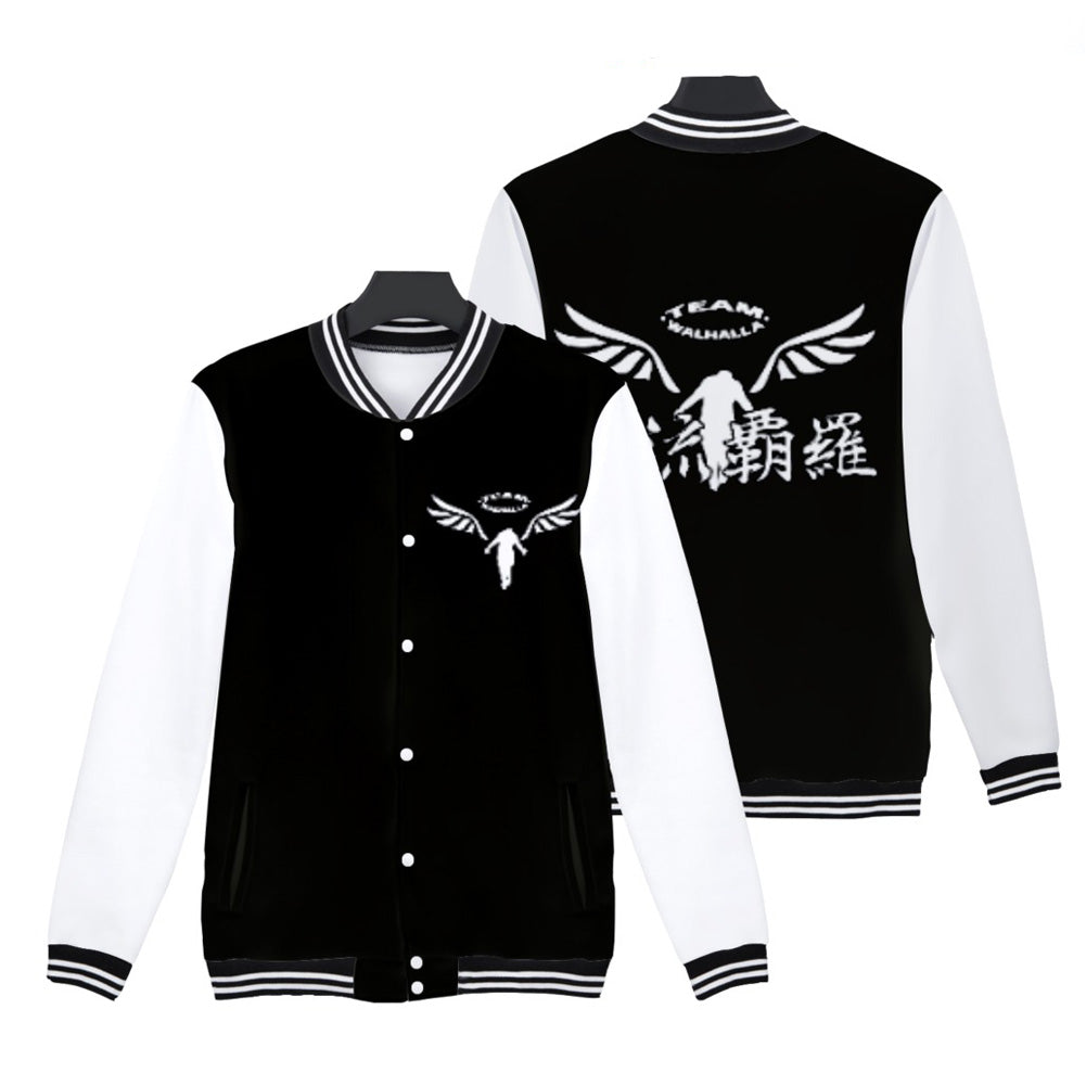 Anime Tokyo Revengers Walhalla Cosplay Halloween Abrigo chaqueta de béisbol con cremallera Carnaval 3D Impreso