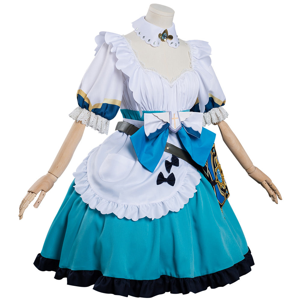 Juego Genshin Impact Barbara Mucama Cosplay Navidad Falda Vestido Carnaval Traje Per.