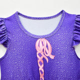 Anime La Princesa Rapunzel Niños Verano Cosplay Navidad Disfraz Traje Vestido