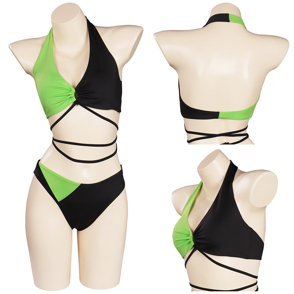 Anime Kim Possible Shego Cosplay Fiesta Disfraz Traje de Baño Bikini Disfraz Kim Possible