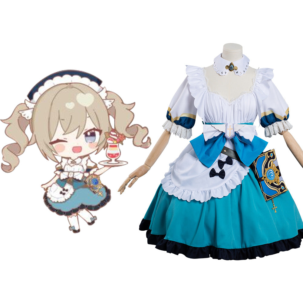 Juego Genshin Impact Barbara Mucama Cosplay Navidad Falda Vestido Carnaval Traje Per.