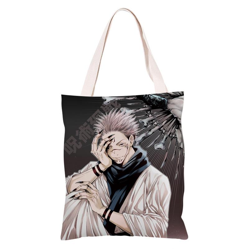 Anime Jujutsu Kaisen Guerra de Hechiceros Ryomen Sukuna Bolsa de Arpillera de Viaje de Compras Reutilizable Plegable