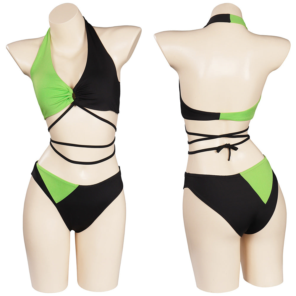 Anime Kim Possible Shego Cosplay Fiesta Disfraz Traje de Baño Bikini Disfraz Kim Possible