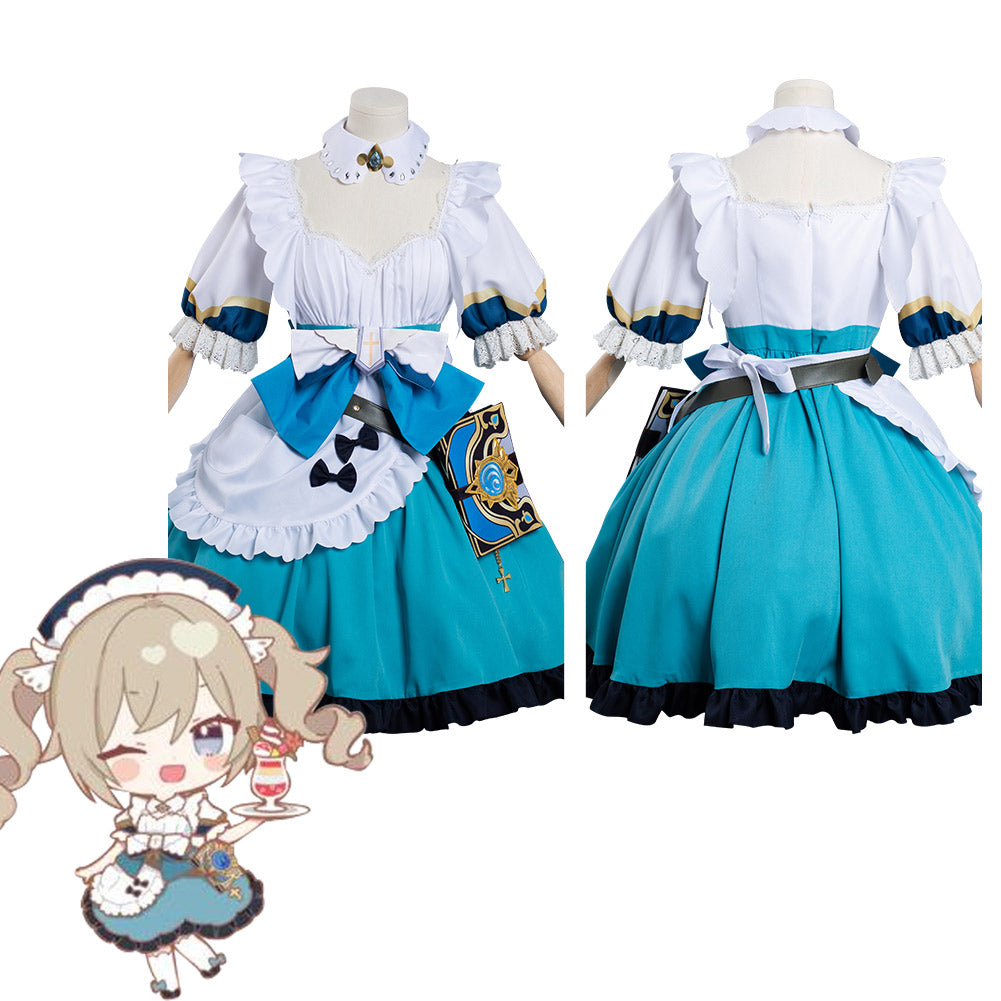 Juego Genshin Impact Barbara Mucama Cosplay Navidad Falda Vestido Carnaval Traje Per.