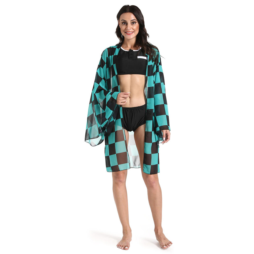 Anime Demon Slayer Kamado Tanjirou Bañador De Mujer Adulto Cosplay Trajes De Disfraces De Halloween Carnaval Fiesta