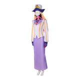 Traje de carnaval para hombre adulto Hazbin Hotel Sir Pentious con top amarillo y blanco y falda morada para Halloween