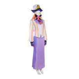 Traje de carnaval para hombre adulto Hazbin Hotel Sir Pentious con top amarillo y blanco y falda morada para Halloween