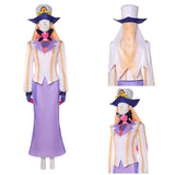 Traje de carnaval para hombre adulto Hazbin Hotel Sir Pentious con top amarillo y blanco y falda morada para Halloween
