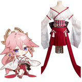 Juego Genshin Impact Yae Miko Kimono Cosplay Disfraz Traje Vestido Halloween Carnaval